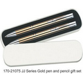 JJ Series Pen and Pencil Gift Set in Tin Gift Box - Gold